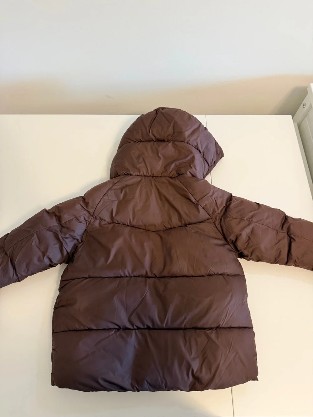 Zara Kids Chocolate Brown Hooded Puffer Coat Fleece Lined 3-4 Years 104cm